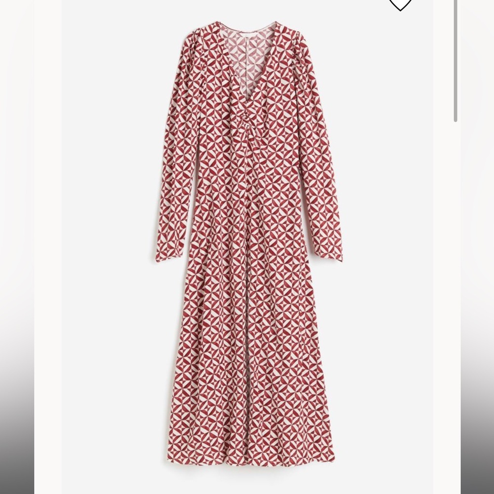 H&M Geometric Red and White Maxi Dress sz S - Picture 1 of 2